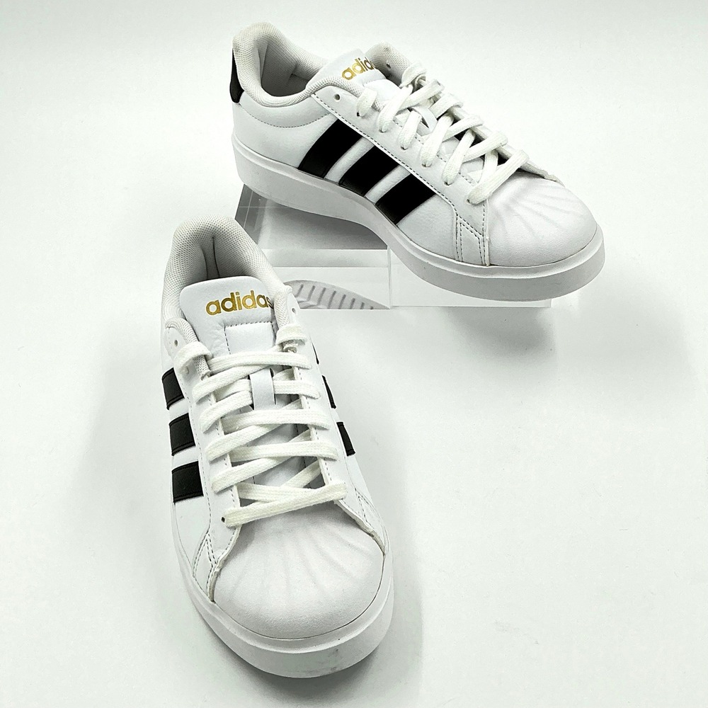 Adidas Womens Size 7.5 Sneakers White Black Gold Cloud Foam NEW Street talk $75 - Picture 4 of 16